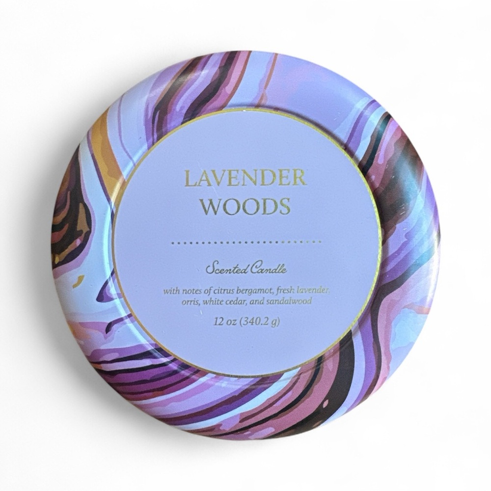 Threshold Lavender Woods Scented Candle 3 Lead Free Wicks 12 oz 25 Hour NEW
